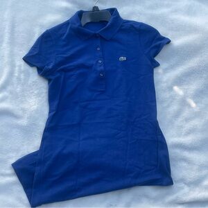 Lacoste Polo Mini Dress 34 Small Blue Cotton Short Sleeve Slim Fit StretchEUC